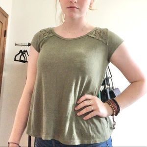 green tee with lace detail